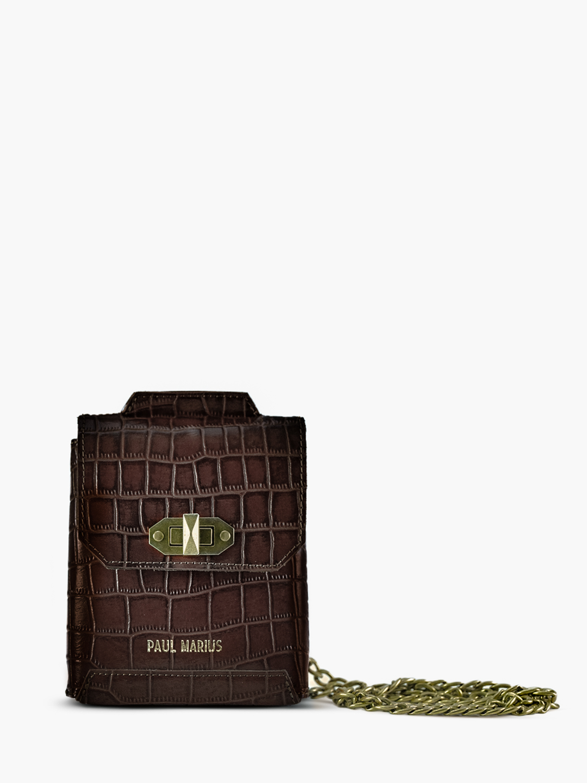 leather-phone-bag-for-woman-dark-brown-front-view-picture-agathe-alligator-tigers-eye-paul-marius-3760125357348