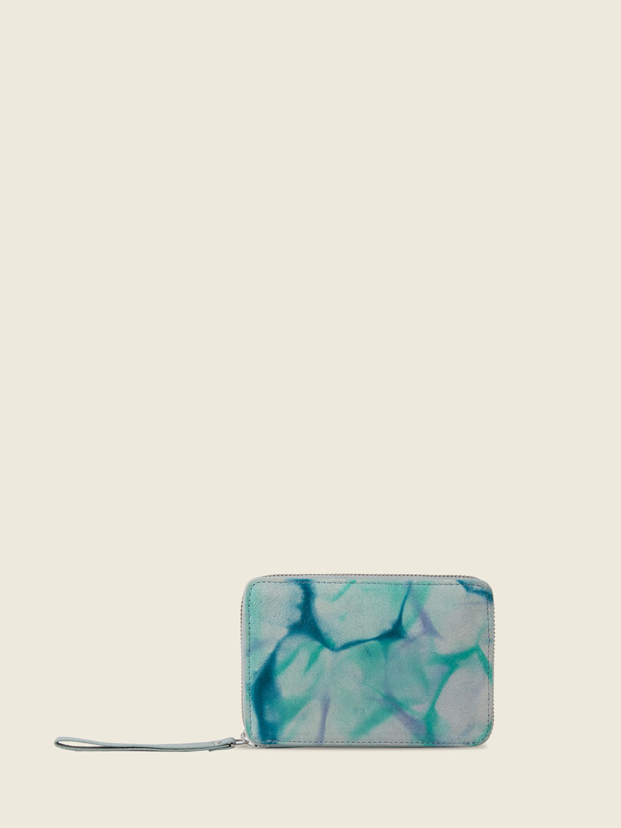 Blue leather wallet LePortefeuille Alice - Tie & Dye Blue back view