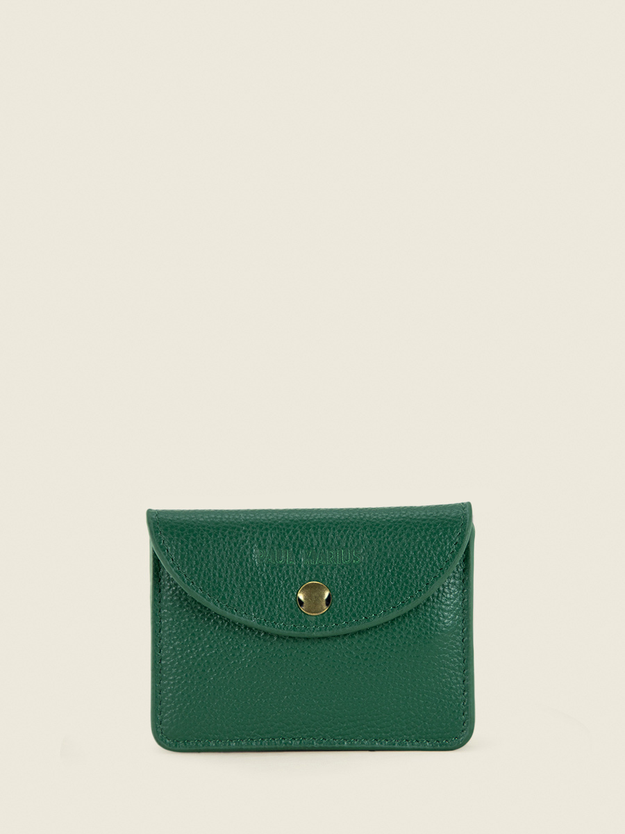 green-leather-purse-basile-azur-imperial-green-paul-marius-front-view-picture-m75-az-gr