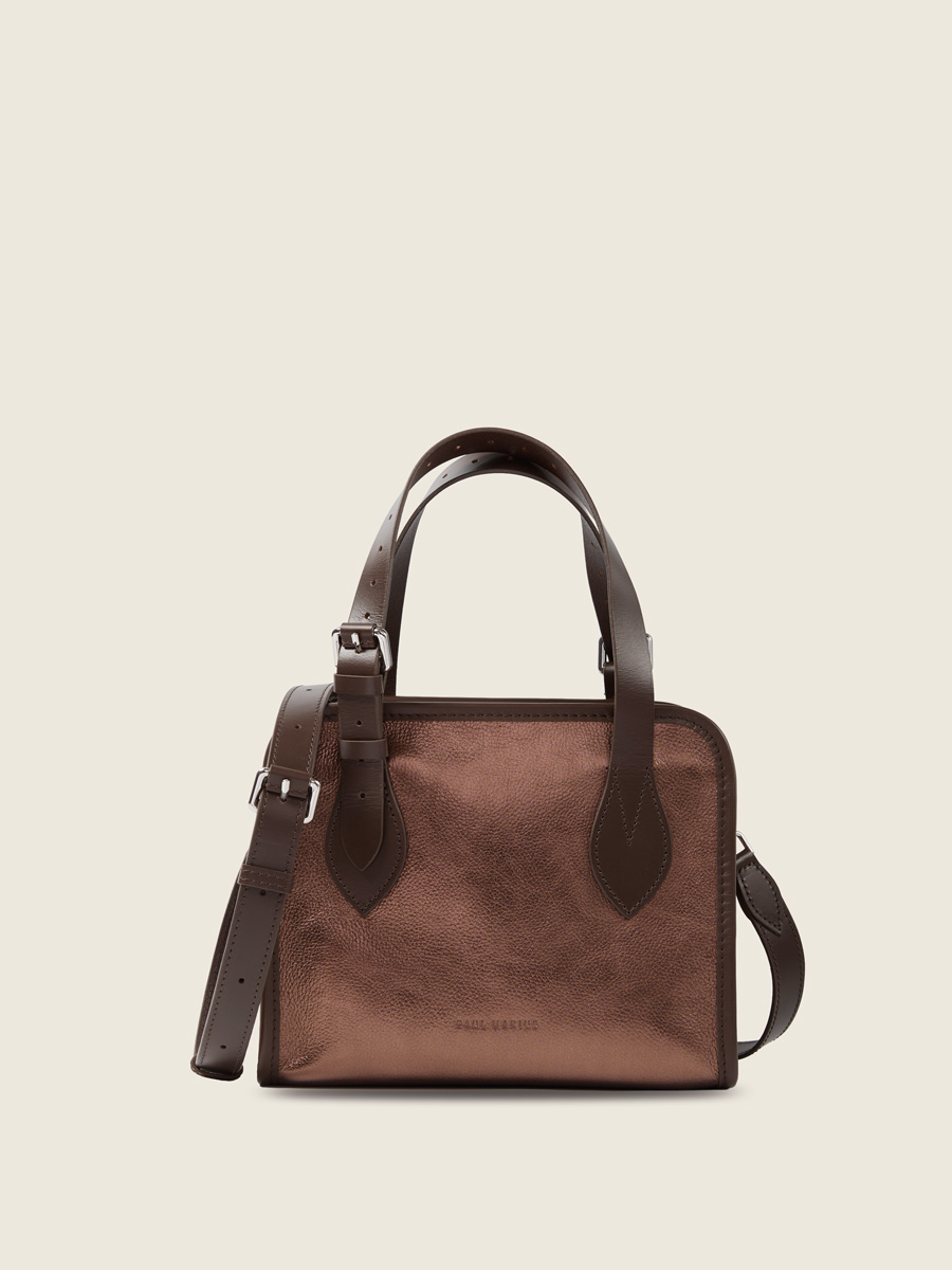 Copper-leather-handbag-lecabas-s-women-front-view-w81s-c
