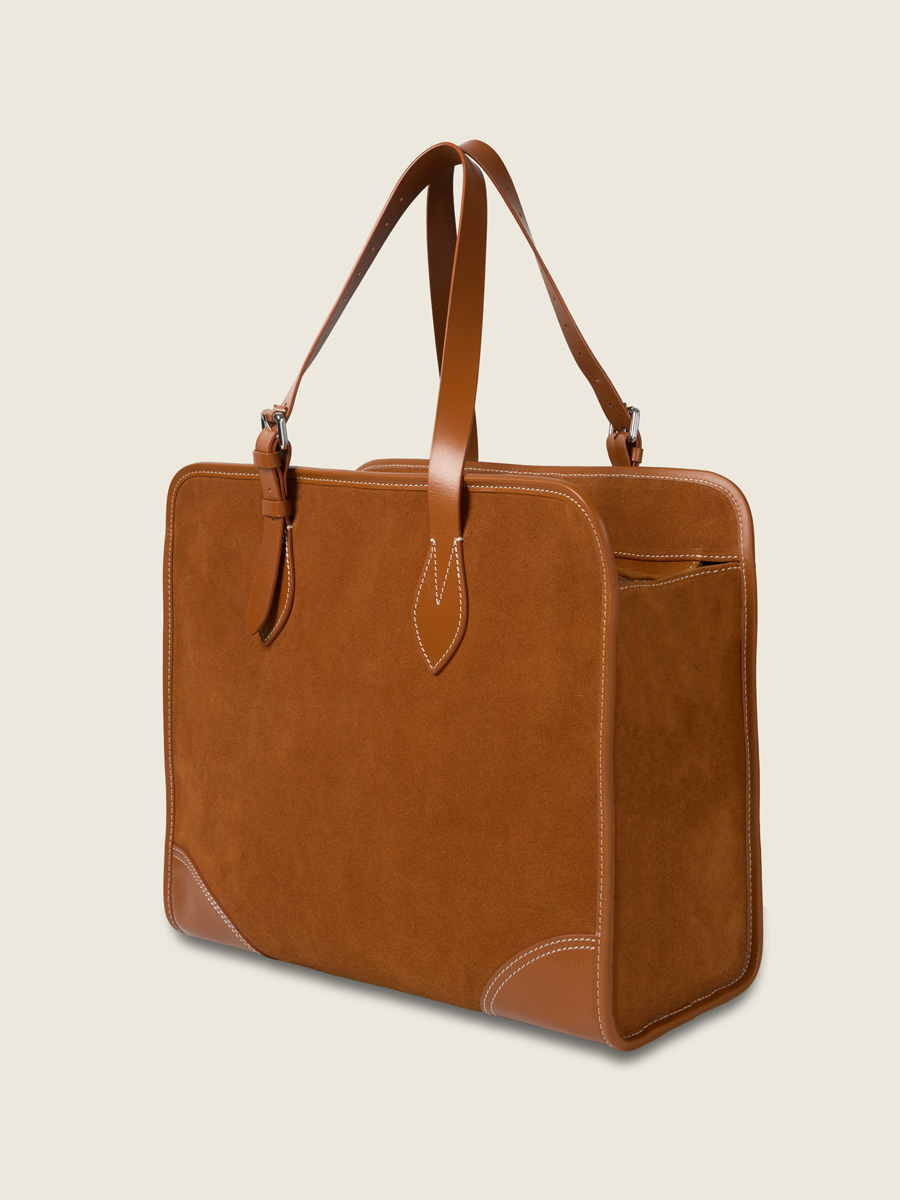 Large Brick leather tote bag  LeCabas L - Brick ambient view