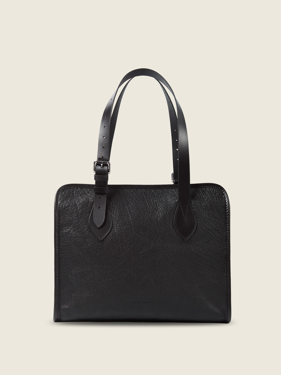 black-leather-handbag-lecabas-women-front-view-w81m-b