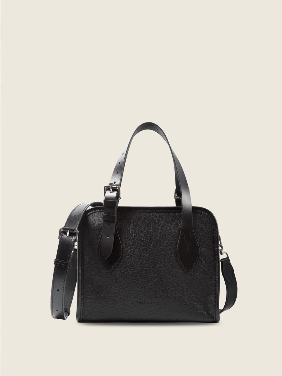 black-leather-handbag-lecabas-s-women-front-view-w81s-b