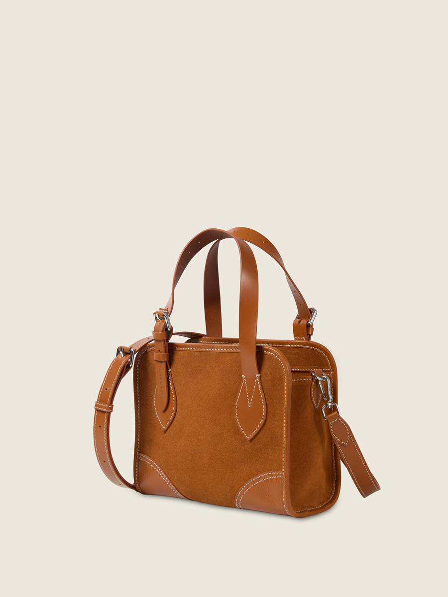 Mini suede tote bag LeCabas S - Brick back view