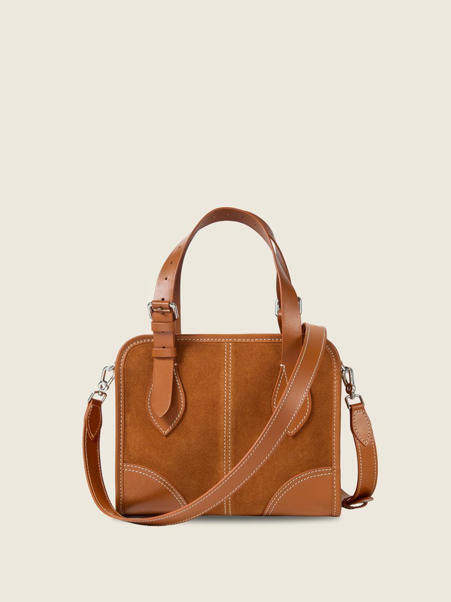 Mini suede tote bag LeCabas S - Brick inside view