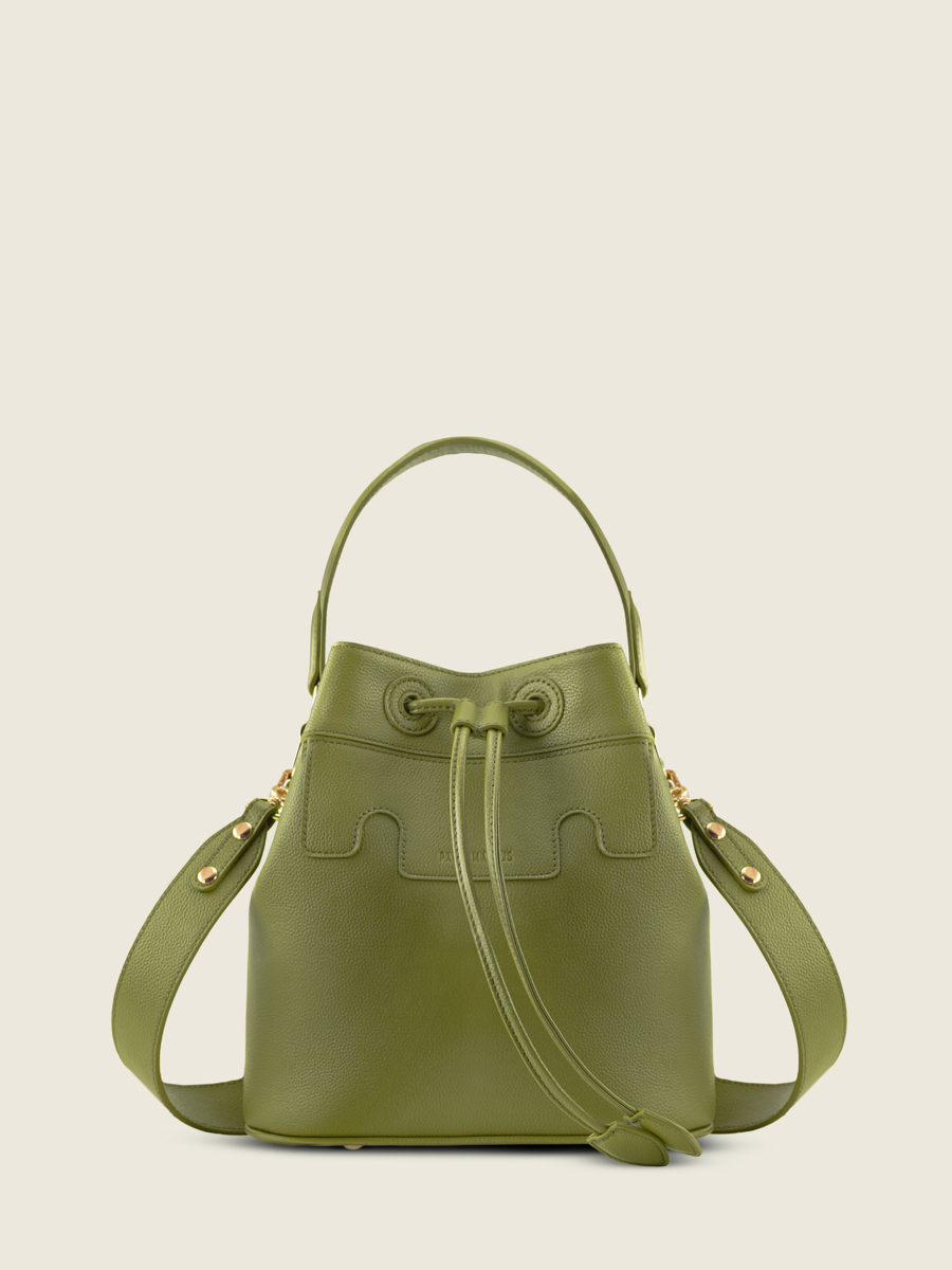 bucket-bag-leather-capucine-olive-green-front-view-w39-gr-o