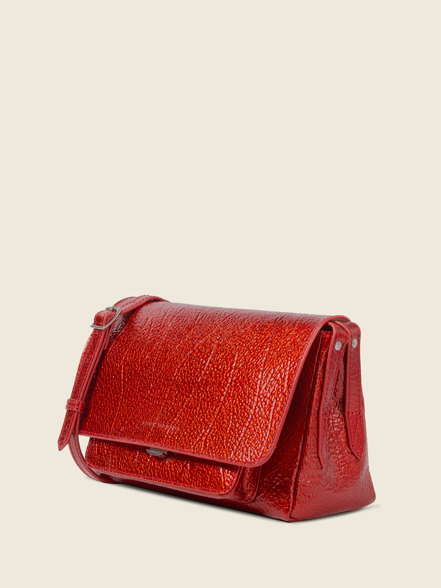 Red leather crossbody bag Diane S - Star Flame side view