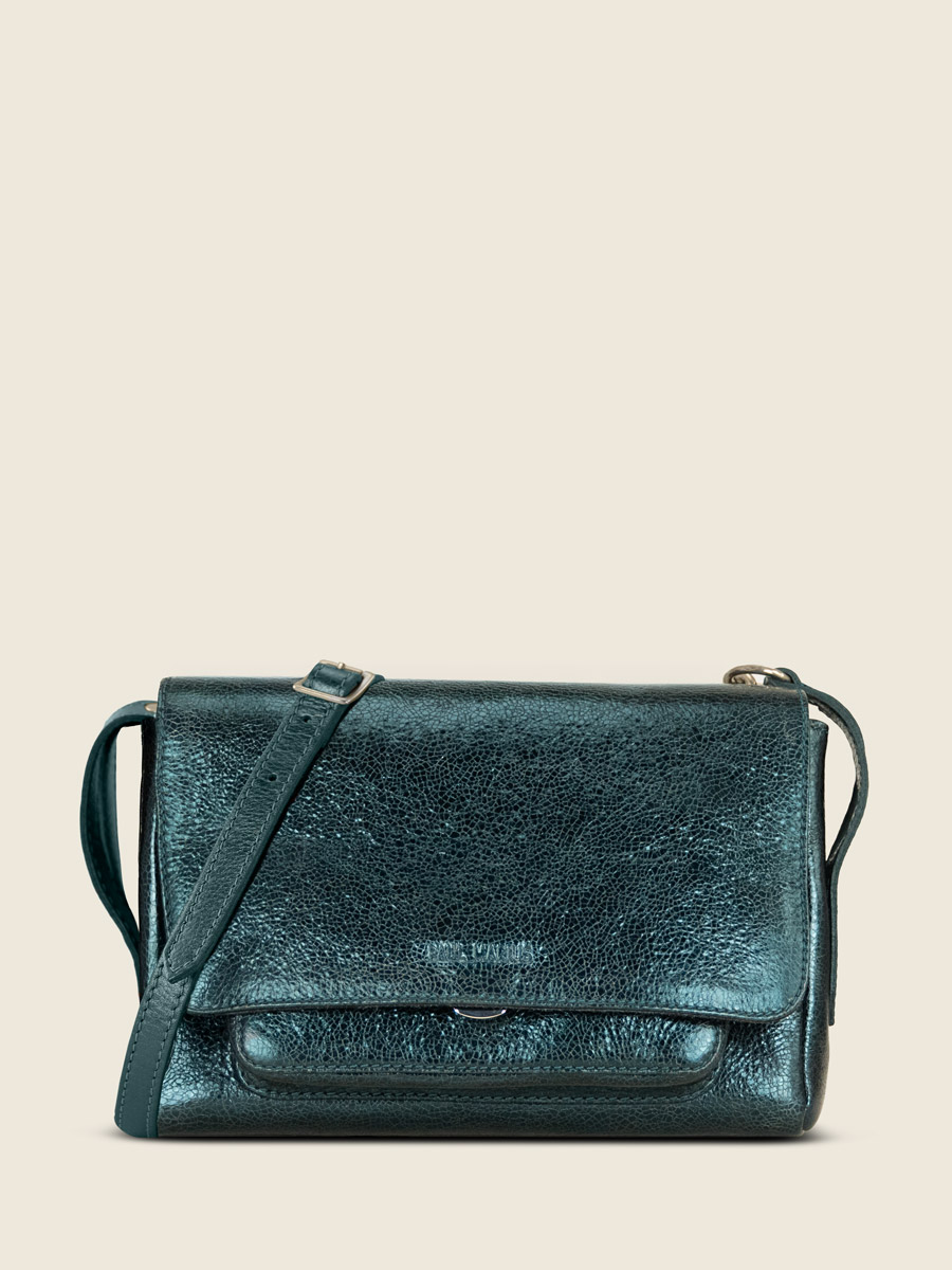 shimmering-green-leather-cross-body-diane-s-minuit-front-view-w35s-m-gr