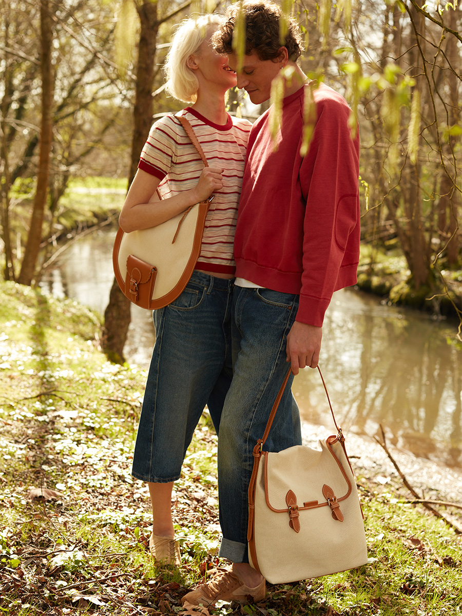 Beige canvas hobo bag LeHobo Escapade - Beige Canvas inside view