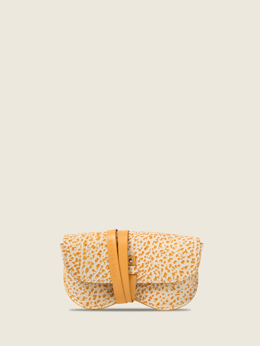 Orange leather glasses case L'Étui à Lunettes - Orangeade front view