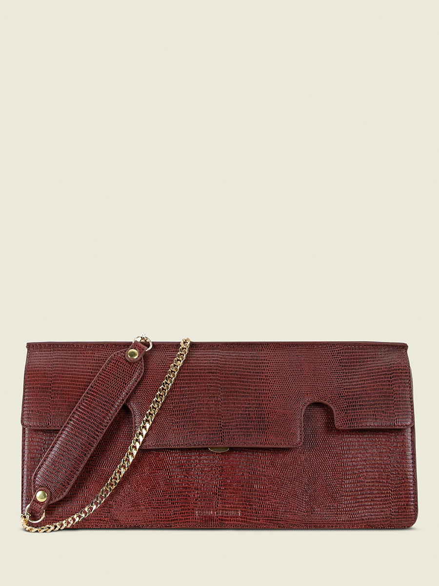 red-leather-baguette-bag-gabrielle-ultra-long-1960-garnet-paul-marius-front-view-picture-w42l-l-r