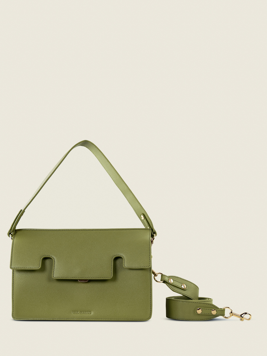 baguette-bag-leather-gabrielle-olive-green-front-view-w42-gr-o