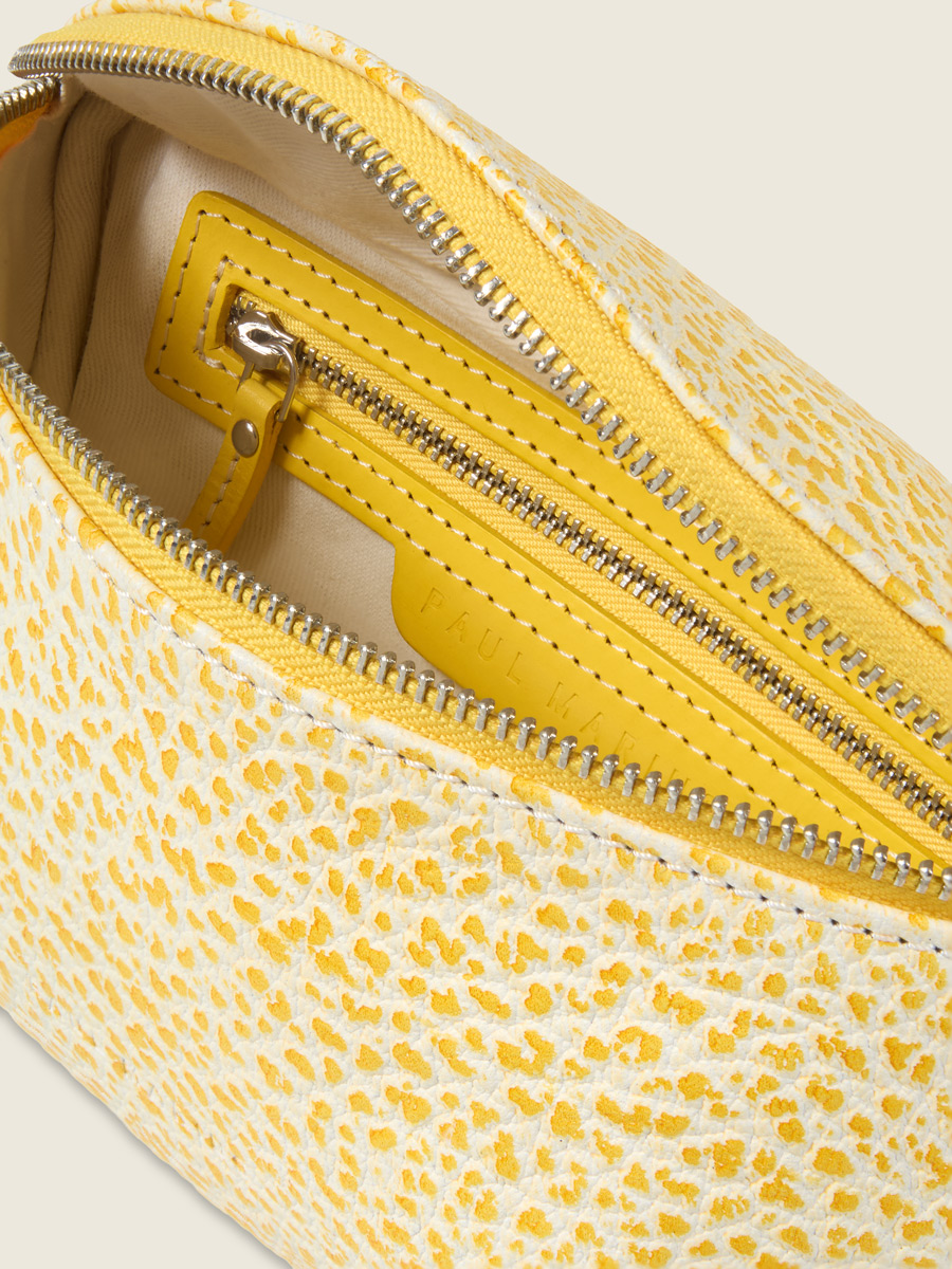 Yellow leather fanny pack LaBanane S - Citronnade inside view