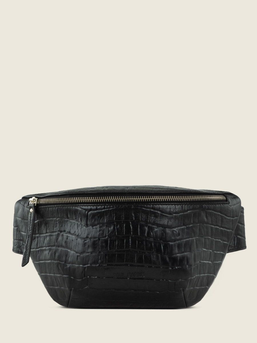 black-leather-fanny-pack-front-view-picture-labanane-heritage-jet-black-paul-marius-m503-cr-b