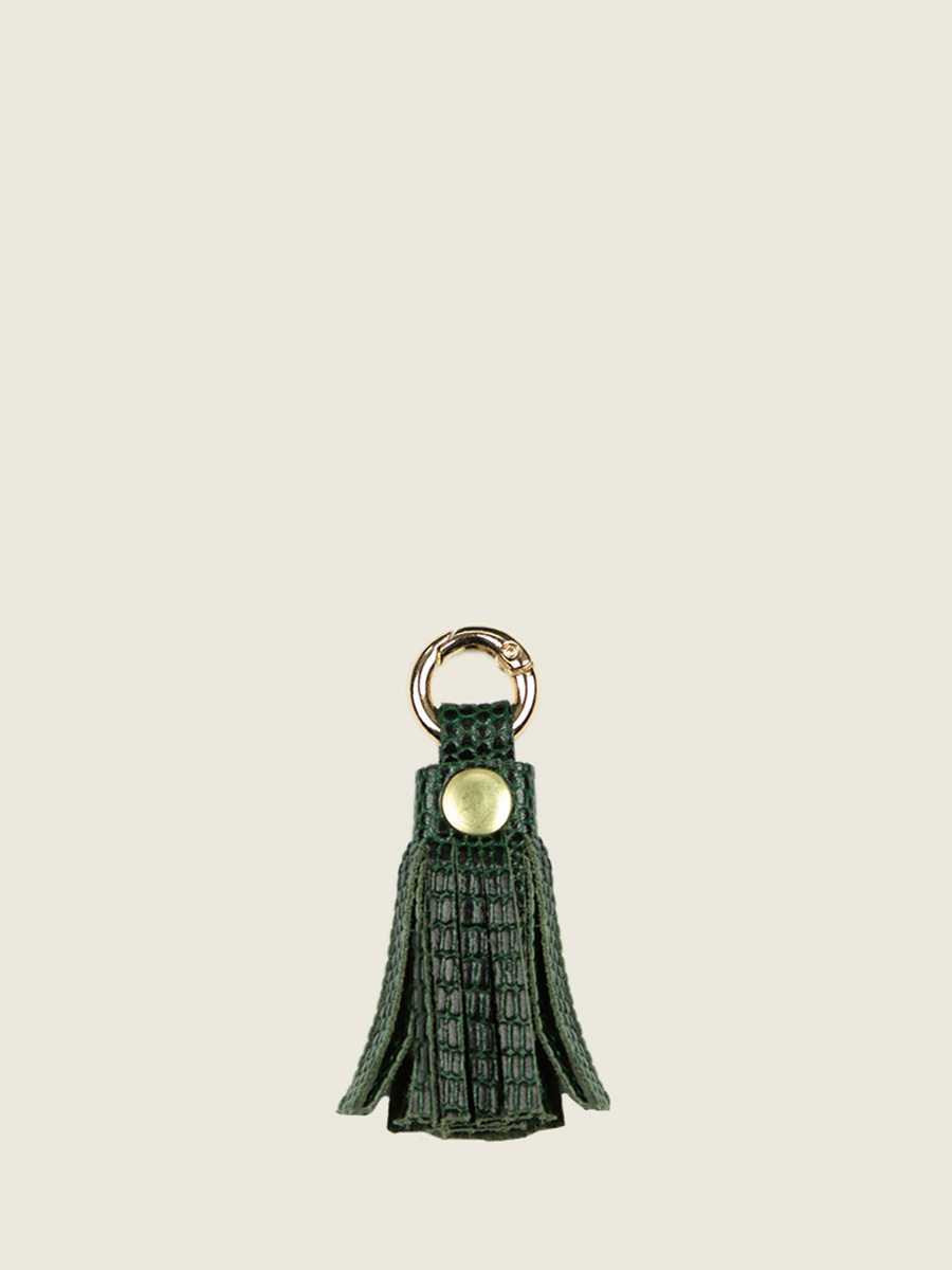 green-leather-key-ring-labreloque-pompon-1960-malachite-paul-marius-campaign-picture-lkc-tassel-l-dg