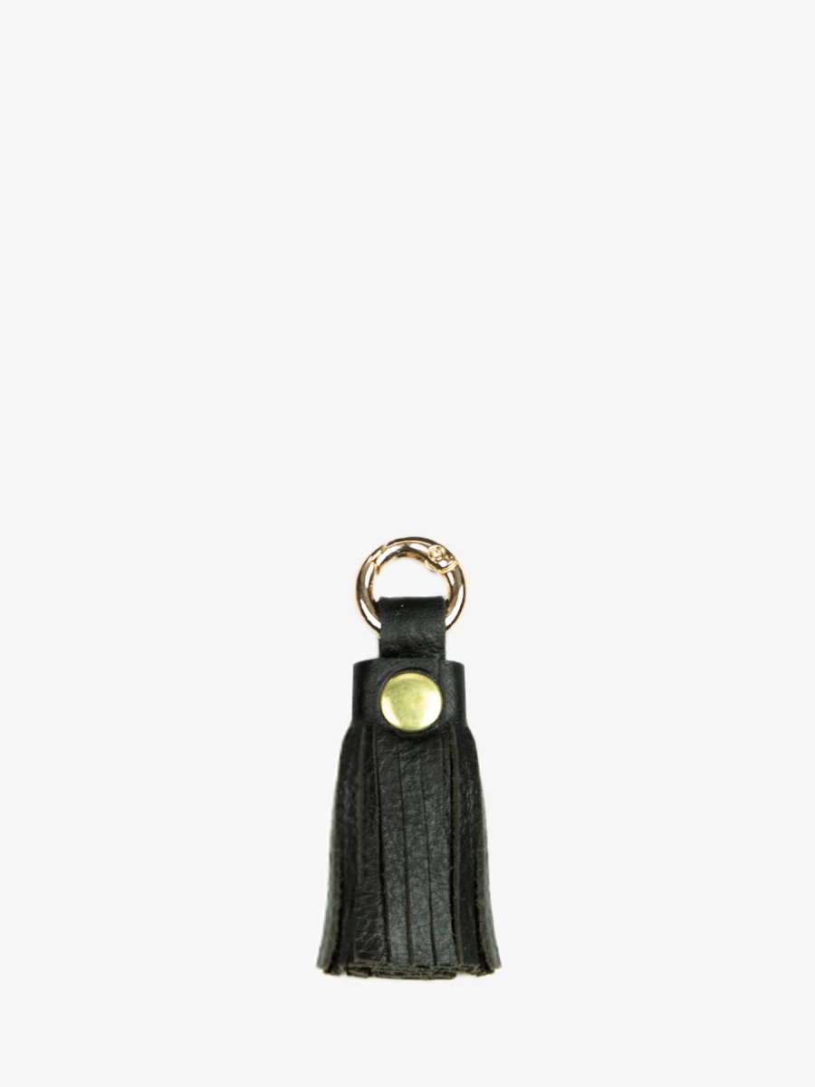 black-leather-key-ring-labreloque-pompon-paul-marius-campaign-picture-lkc-tassel-b