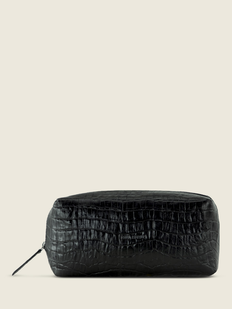 toiletry-bag-for-men-black-front-view-picture-lebarbier-heritage-jet-black-paul-marius-m501-cr-b