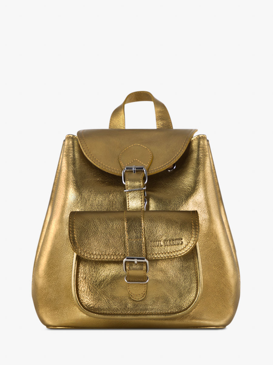 leather-backpack-for-women-gold-front-view-picture-lebaroudeur-bronze-paul-marius-m40-og