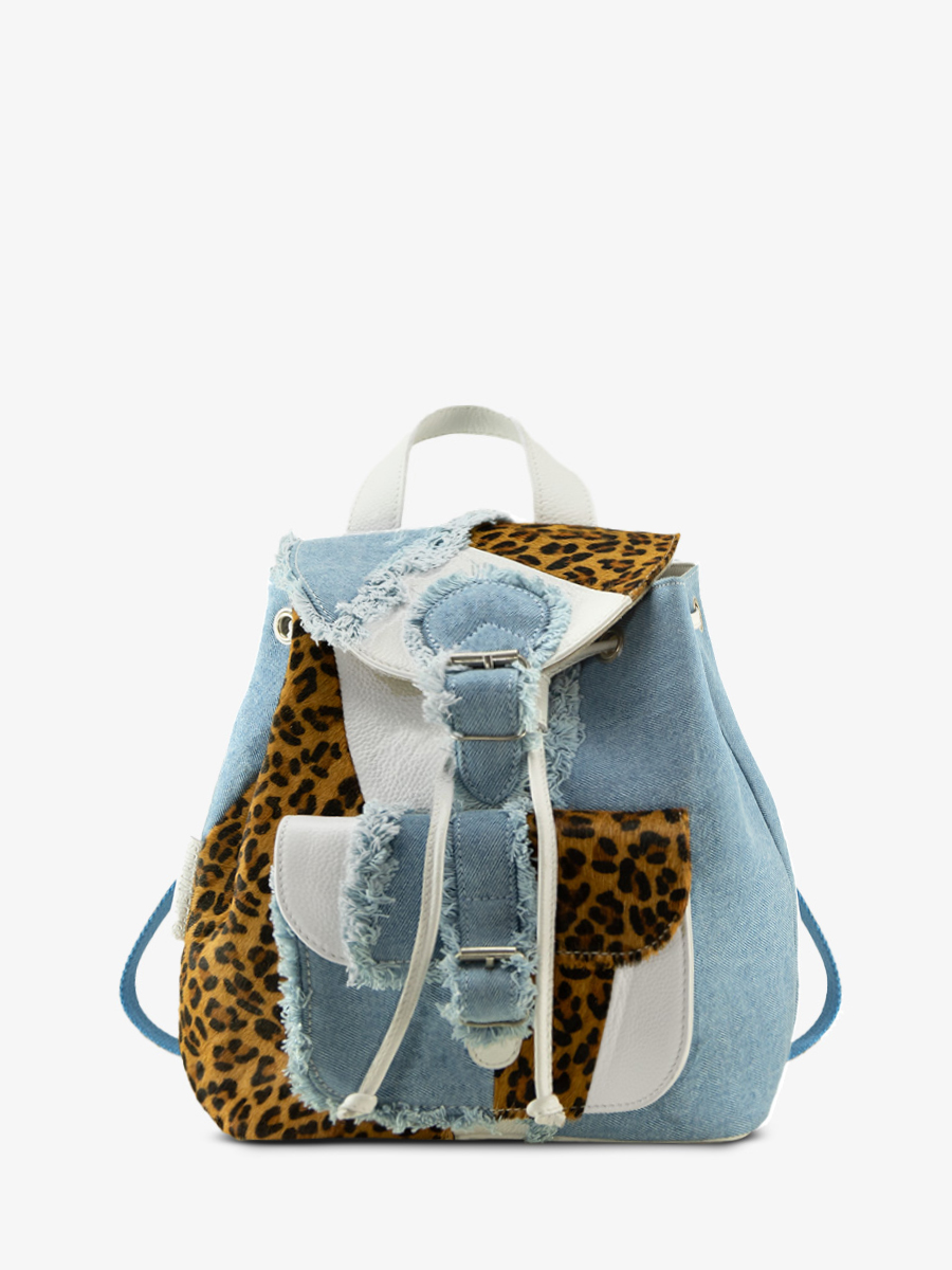 white-leopard-leather-backpack-lebaroudeur-chimere-denim-white-paul-marius-side-view-picture-m40-ch-w-denim