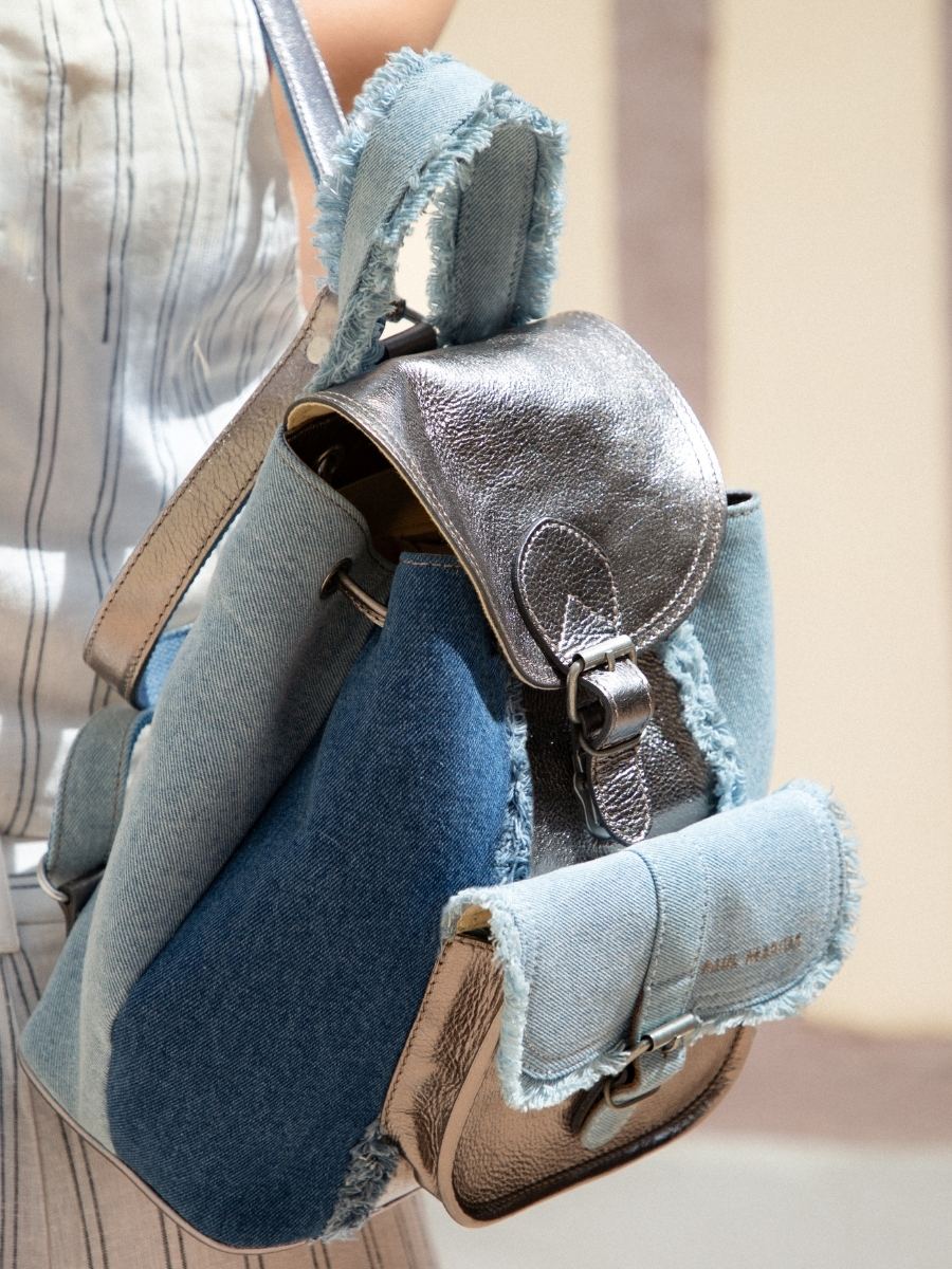 denim-silver-leather-backpack-women-focus-material-view-picture-lebaroudeur-denim-steel-paul-marius-m40-gm-denim