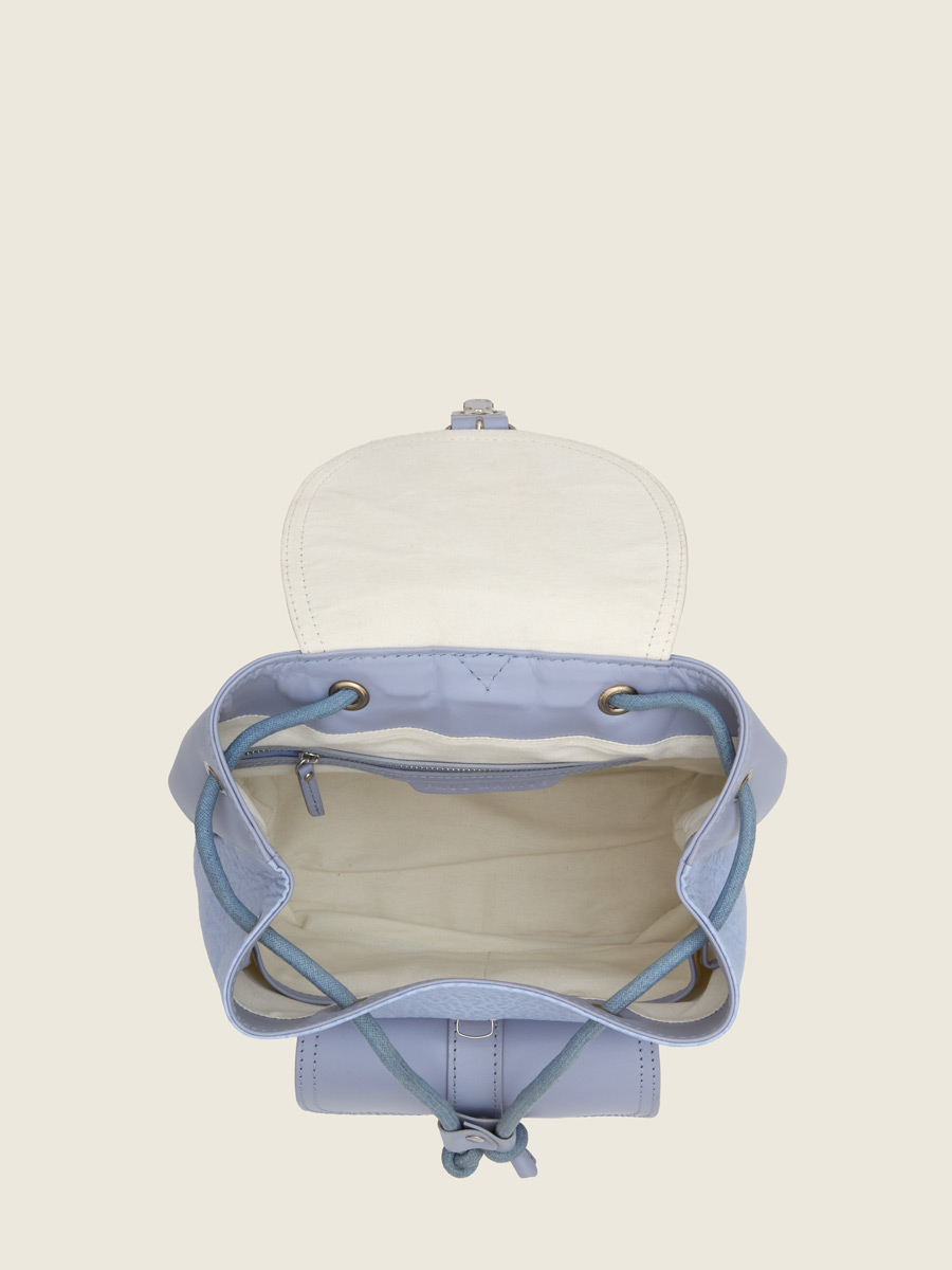 Purple leather backpack LeBaroudeur - Lavande focus material photo