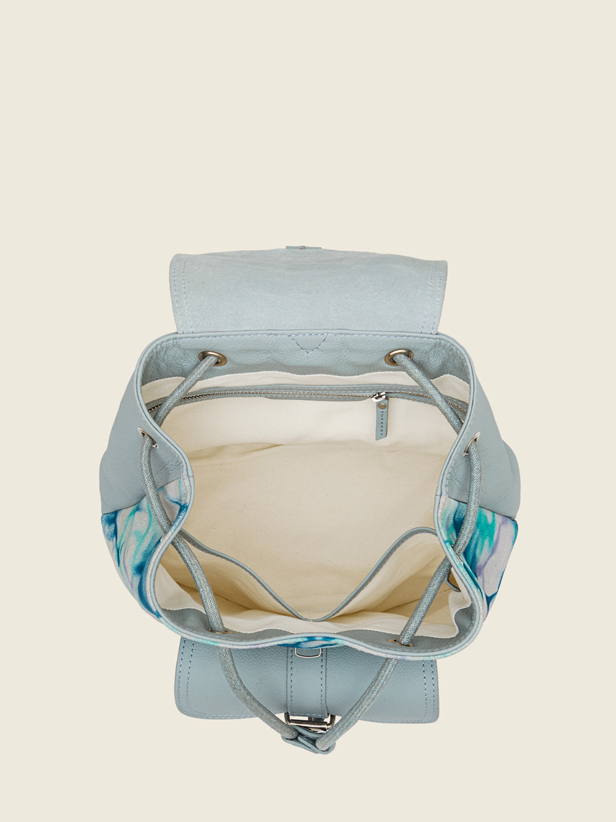 Blue leather backpack LeBaroudeur - Tie & Dye Blue ambient view