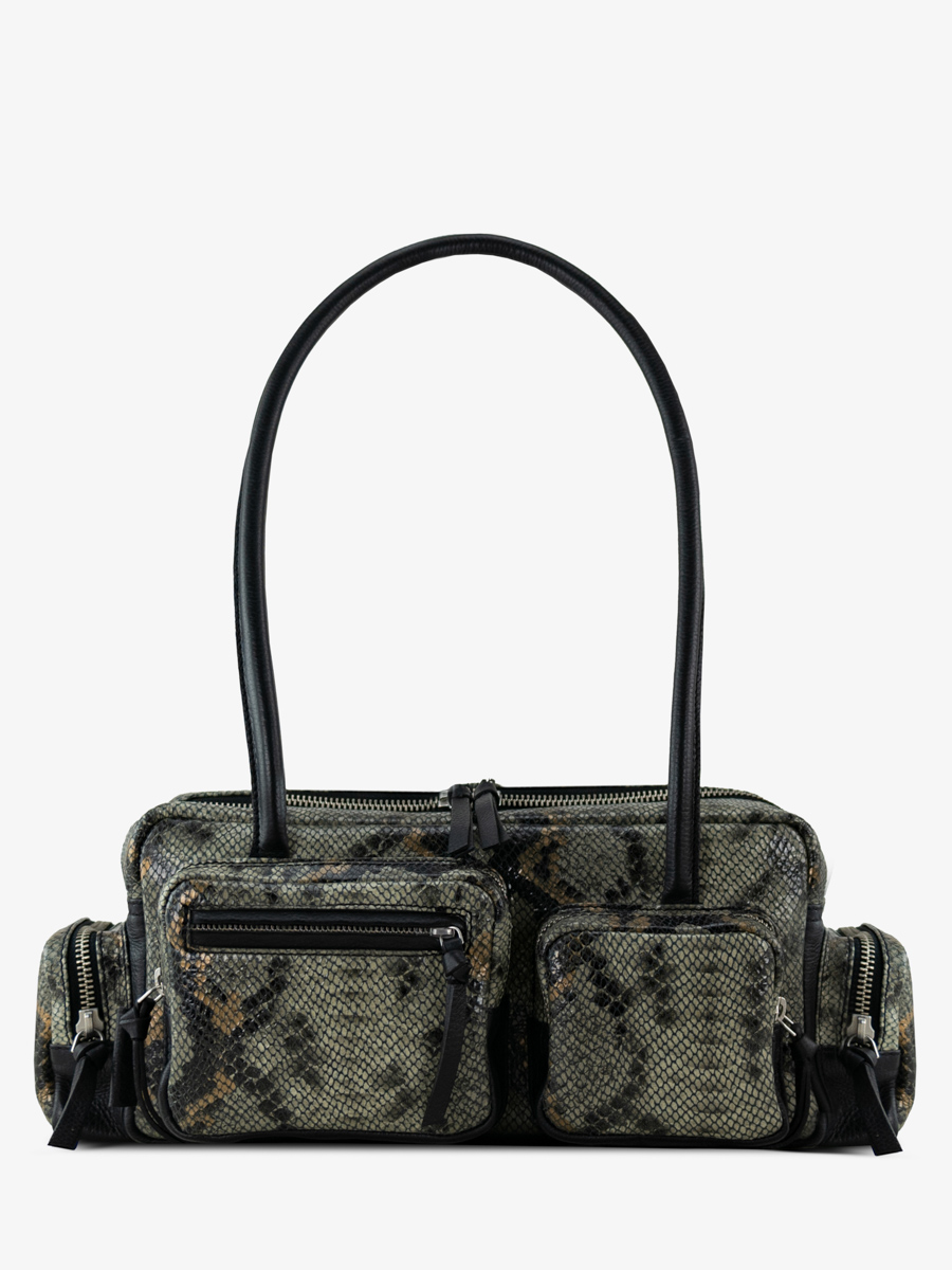multi-pockets-bag-python-grey-black-leather-lebasset-90s-python-front-view-w56-p-gre-b