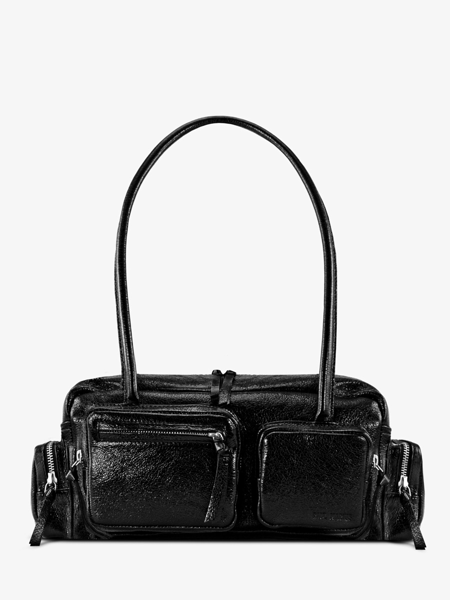 multi-pockets-bag-shimmering-black-leather-lebasset-90s-eclipse-front-view-w56-m-b