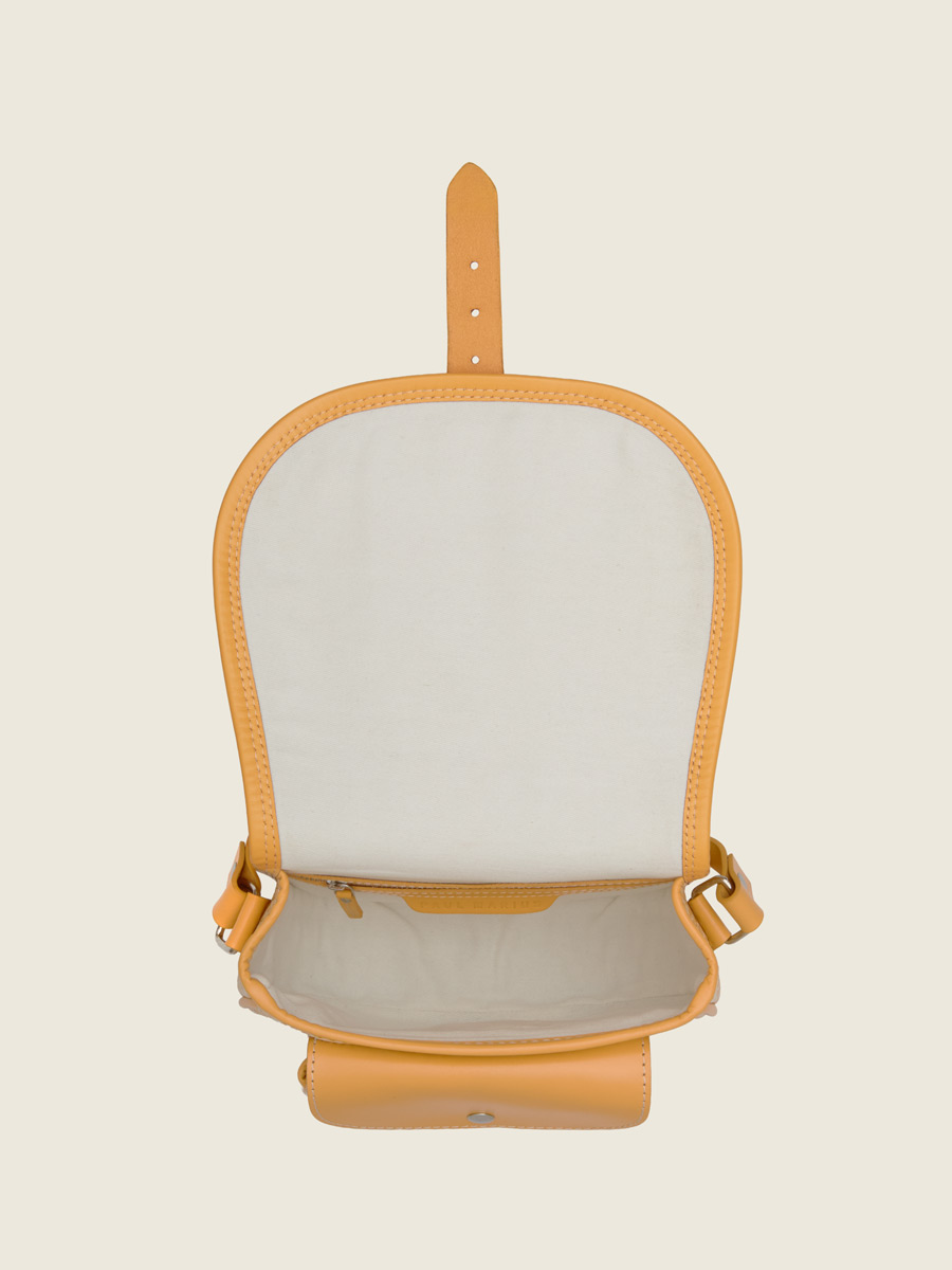 Orange leather crossbody bag LeBohémien - Orangeade back view