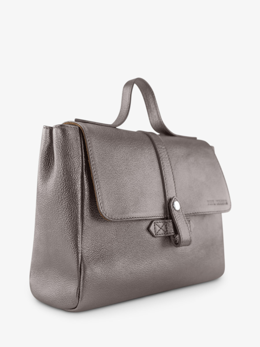 silver-leather-shoulder-bag-lecorneille-steel-paul-marius-side-view-picture-w23-gm
