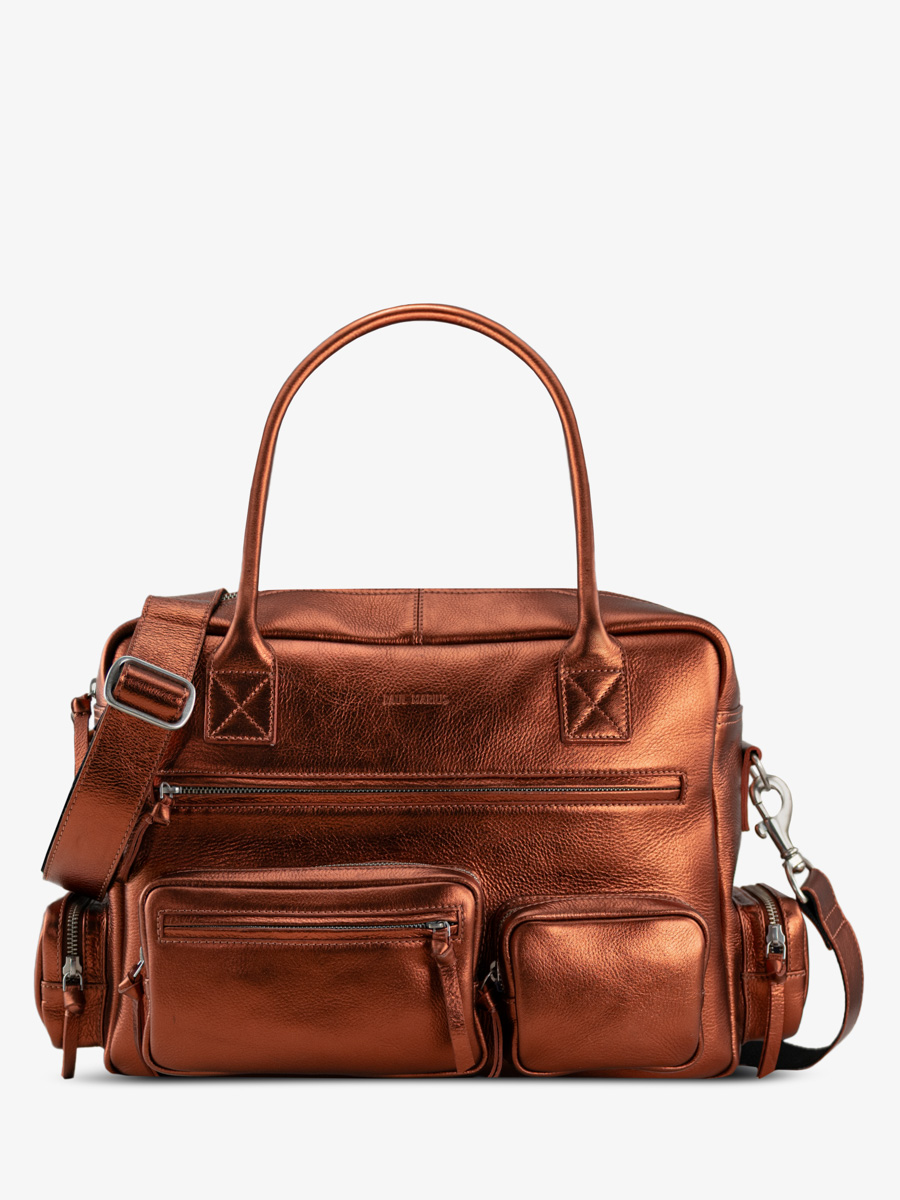 metallic-copper-multipockets-document-holder-ledandy-90s-ginger-front-view-w204-m-o