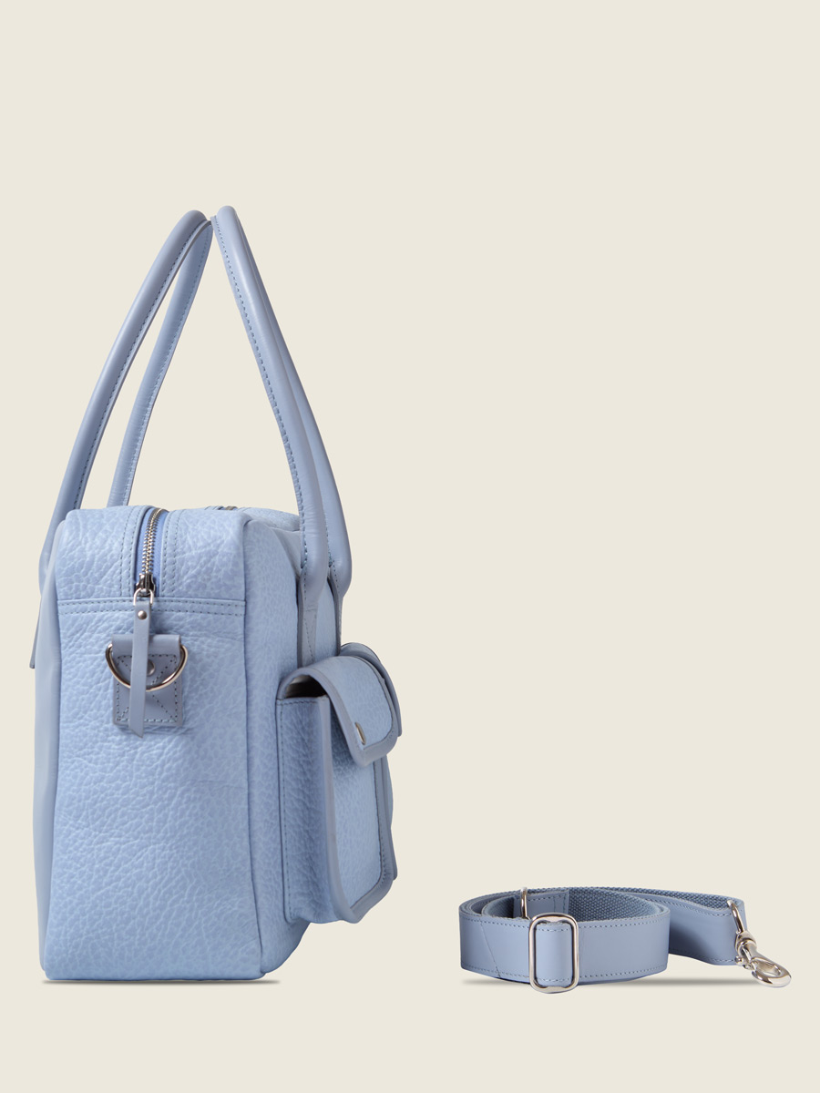 Purple leather handbag LeDandy - Lavender back view