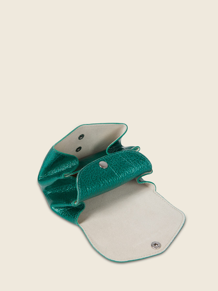 Blue leather pouch  LeGustave M - Lagoon Star inside view