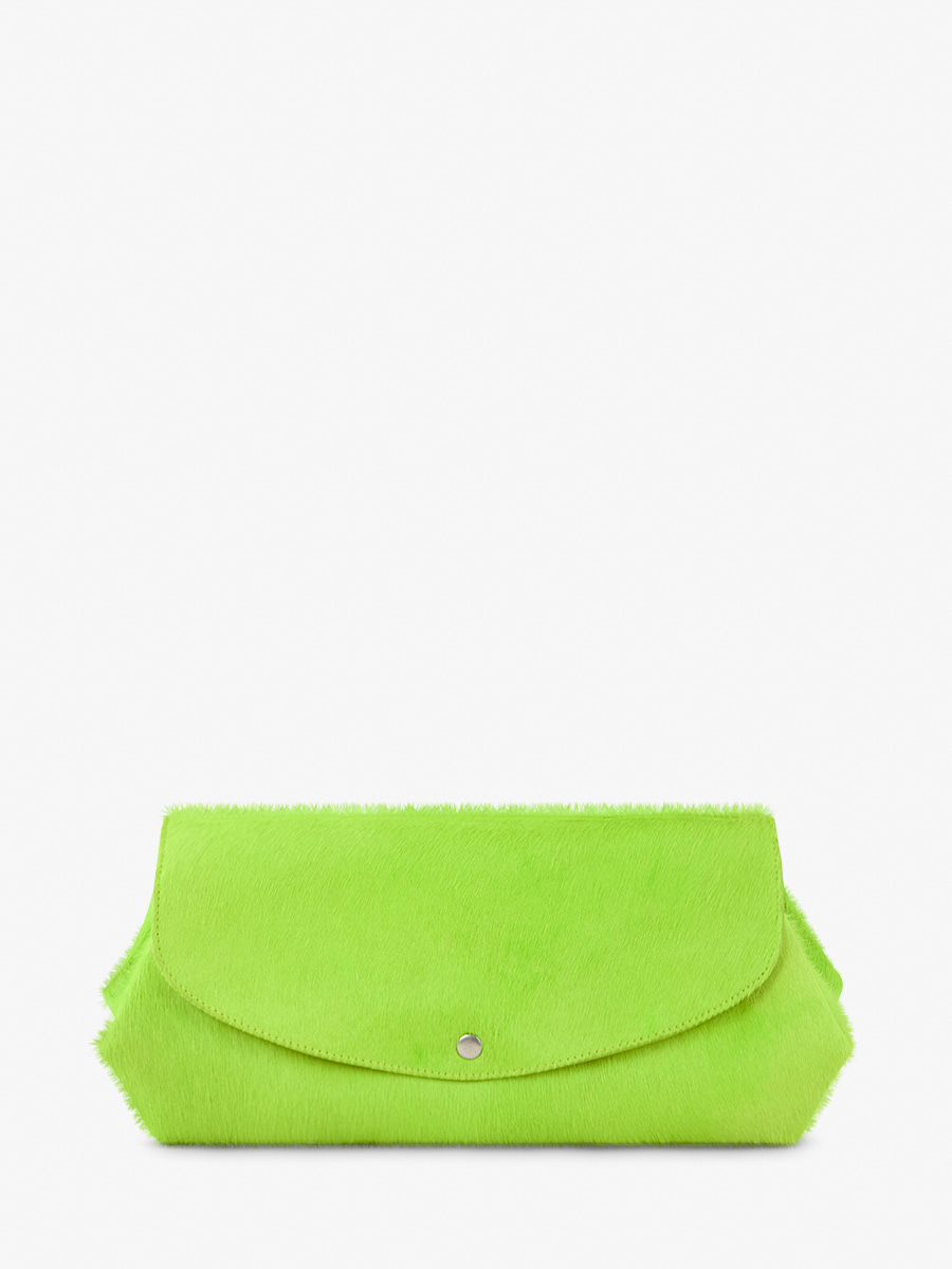 green-leather-purse-legustave-xl-creature-acid-green-paul-marius-campaign-front-view-clpxl-crea-s-gr