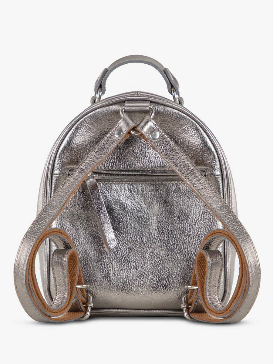 small-leather-backpack-silver-back-view-picture-lemini-intrepide-steel-paul-marius-m37s-gm