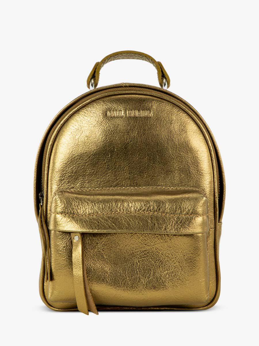 small-leather-backpack-gold-front-view-picture-lemini-intrepide-bronze-paul-marius-m37s-og
