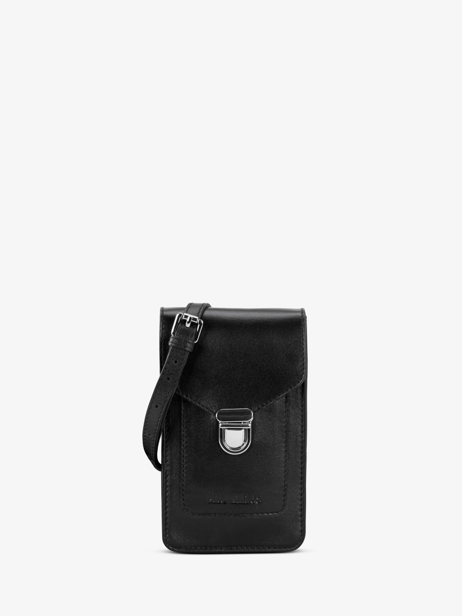 leather-phone-bag-leporte-telephone-black-front-view-m88-b