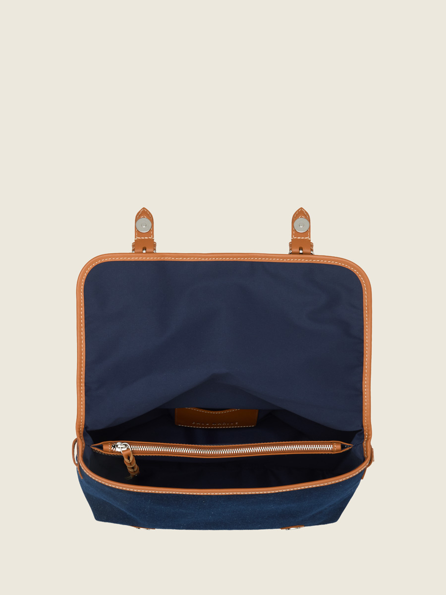 Blue jean & leather crossbody bag Loulou Escapade  - Denim brut ambient view