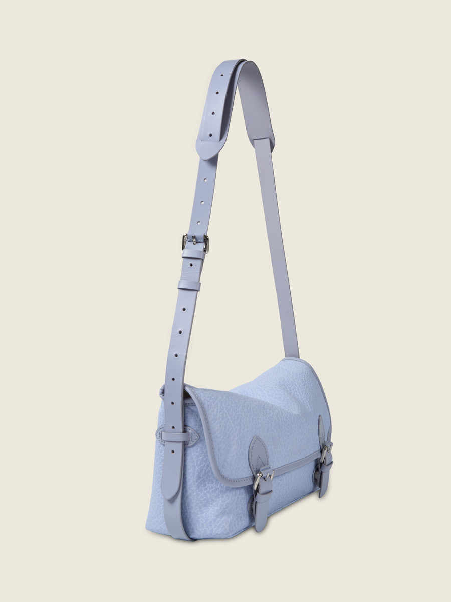 Purple leather crossbody bag Loulou  - Lavender back view