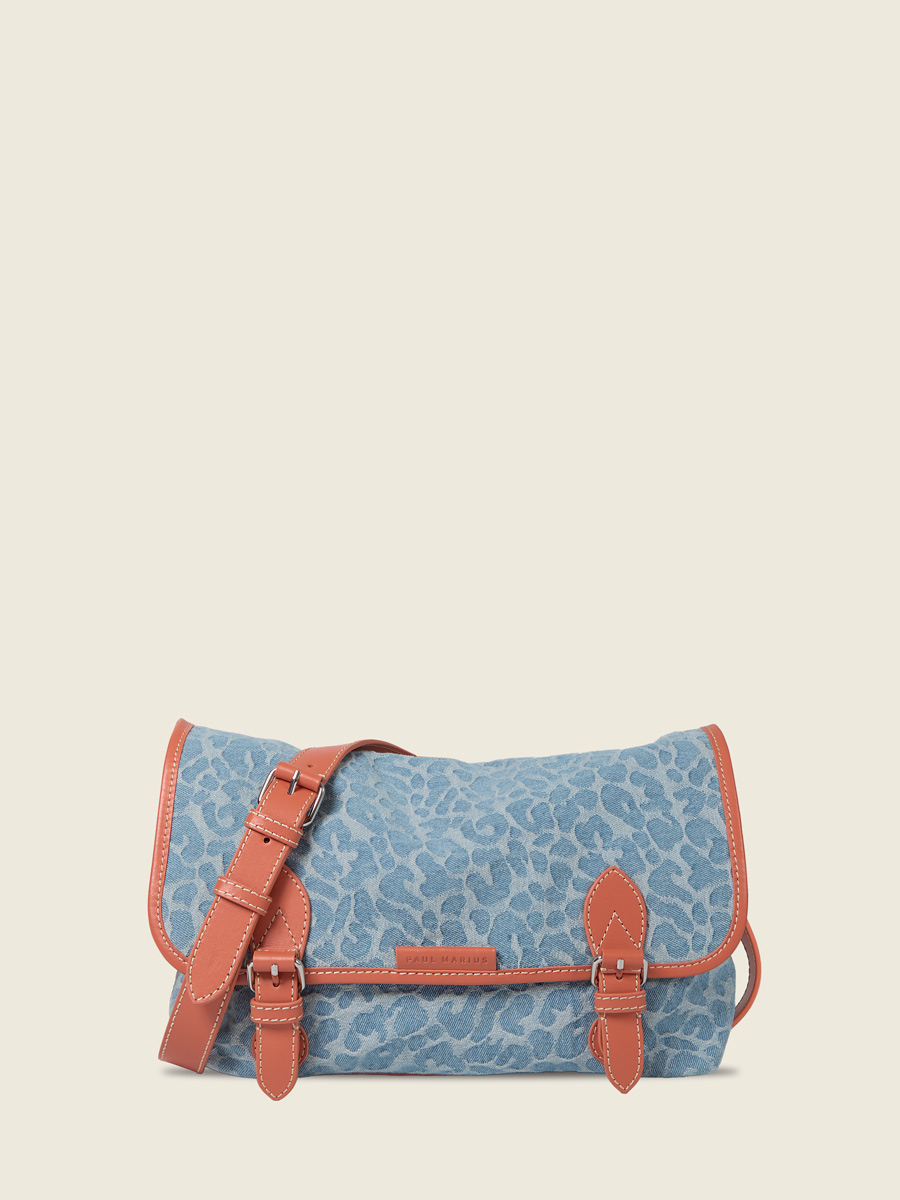 Denim leopard crossbody bag Loulou - Denim / Leopard front view
