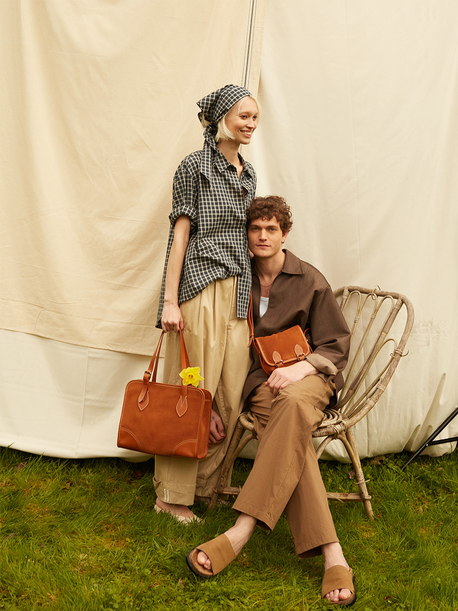 Suede tote bag LeCabas  - Brick  side view