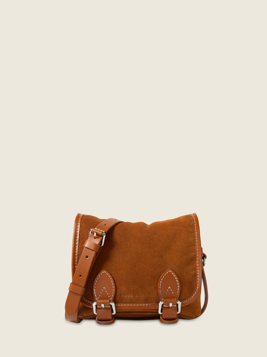 Suede mini crossbody bag Loulou S - Brick front view
