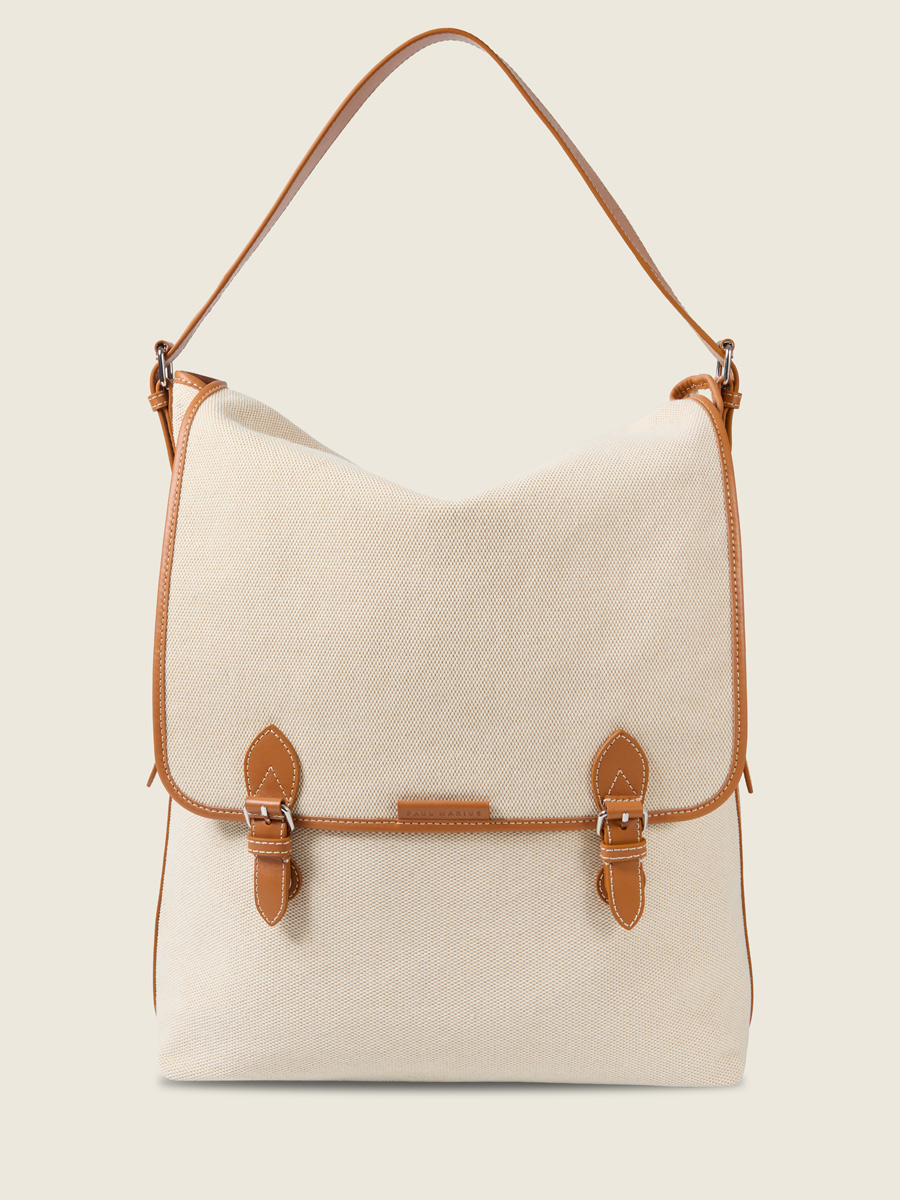 Beige canvas XL crossbody bag Loulou XL Escapade - Beige Canvas front view
