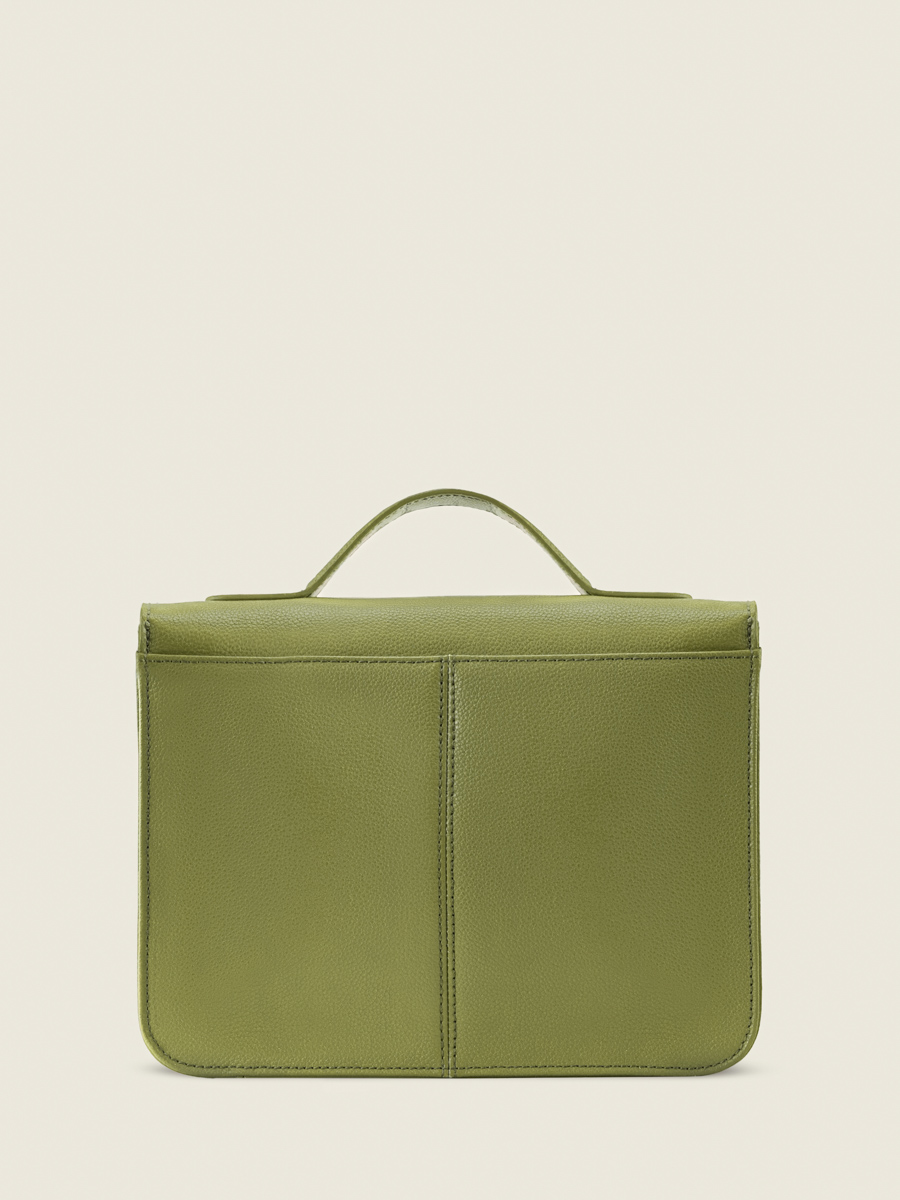 cross-body-bag-leather-mademoiselle-george-n2-olive-green-back-view-w105-gr-o