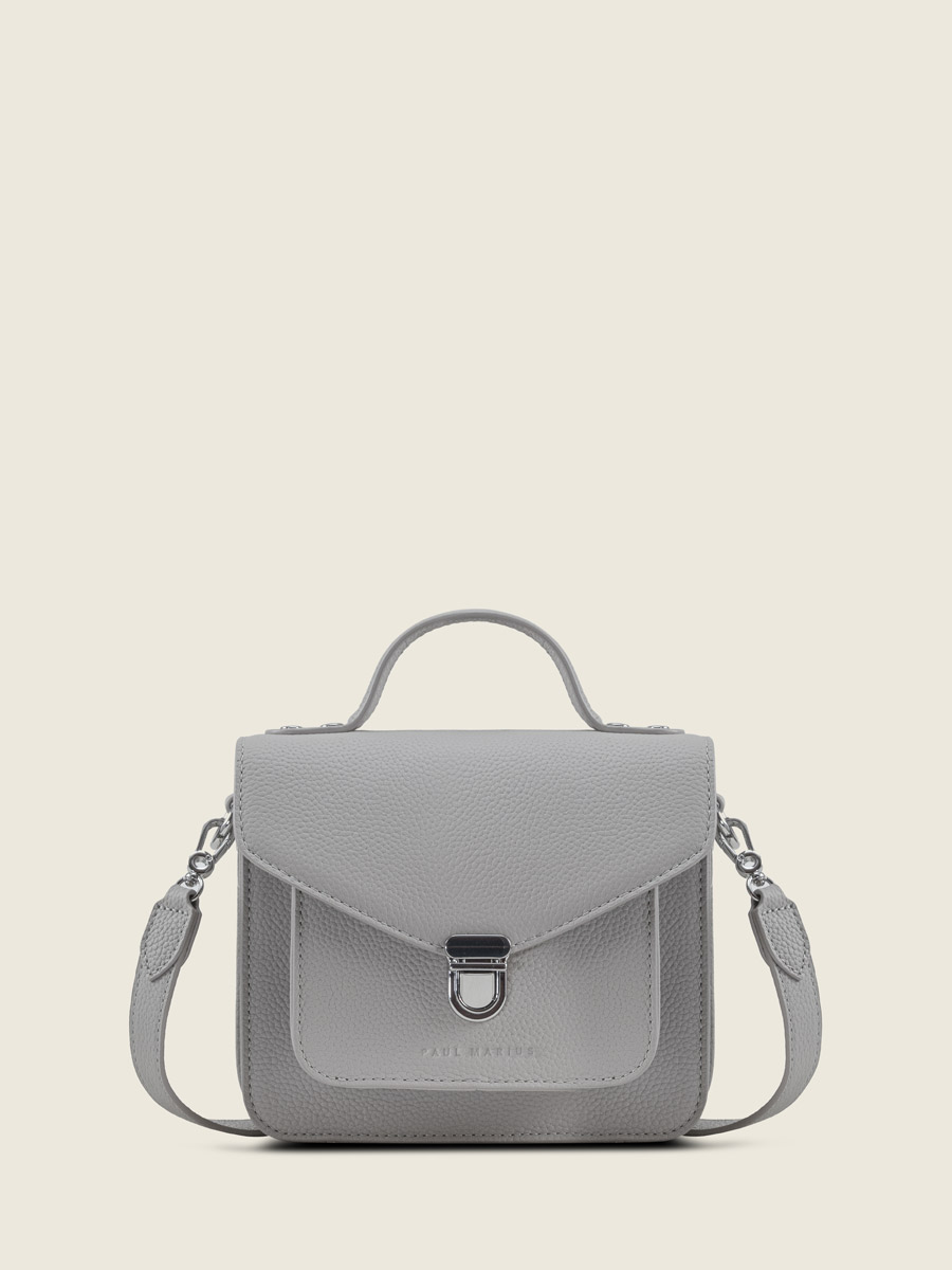 grey-leather-handbag-mademoiselle-george-xs-galet-paul-marius-front-view-w05xs-bm-gre