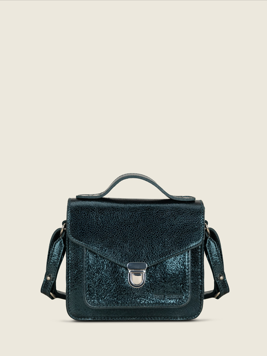 shimmering-green-leather-handbag-mademoiselle-george-xs-minuit-front-view-w05xs-m-gr