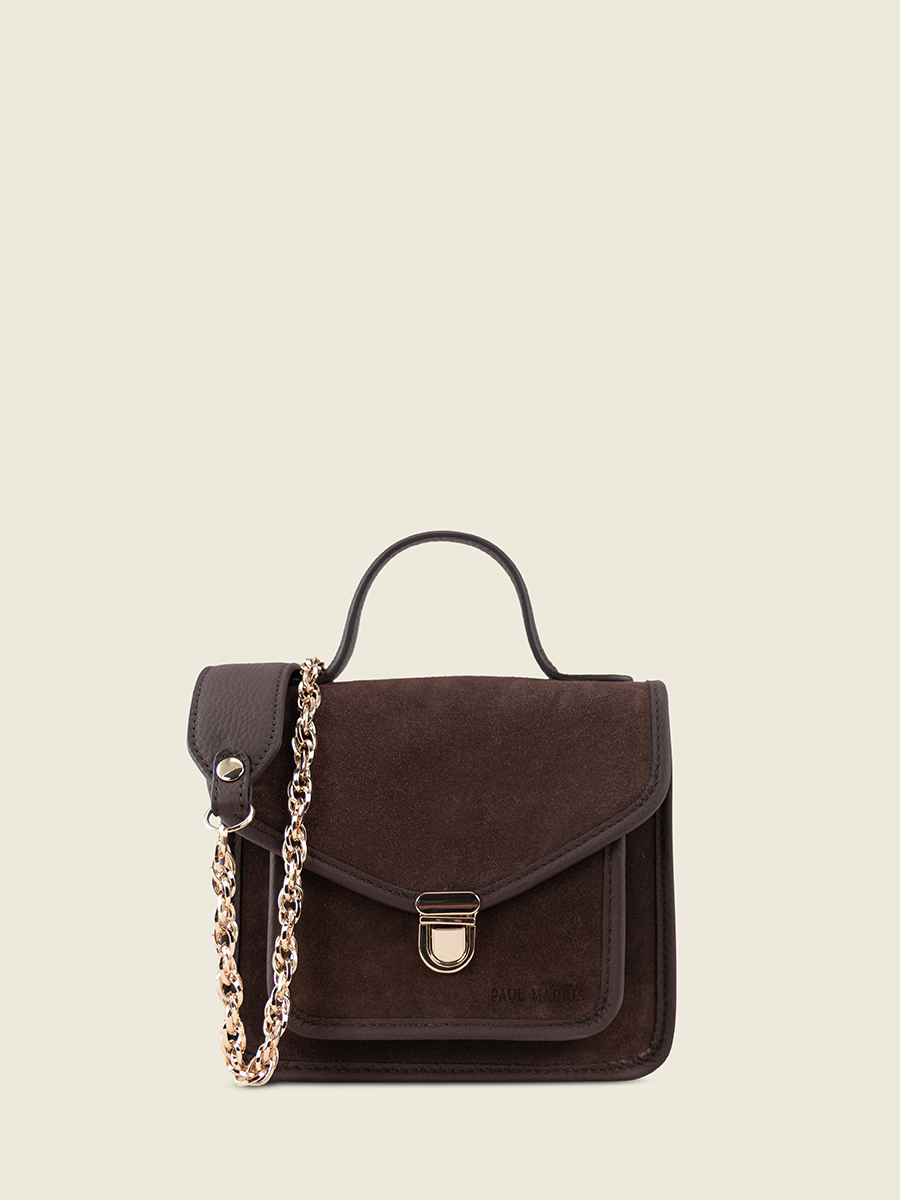 mini-cross-body-bag-brown-leather-mademoiselle-george-xs-n2-chocolate-front-view-w105xs-su-db