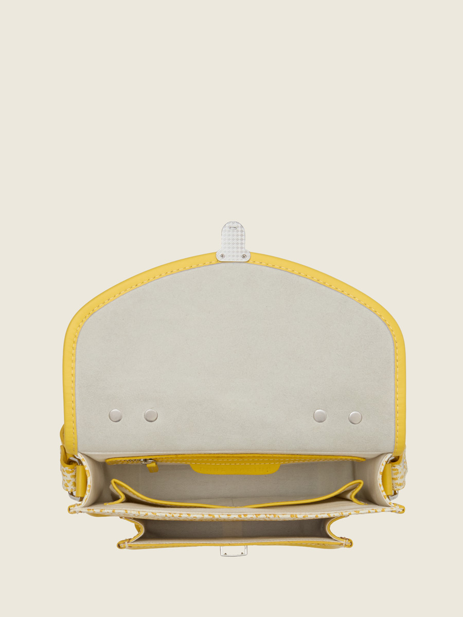 Yellow leather handbag Mademoiselle George - Citronnade focus material photo