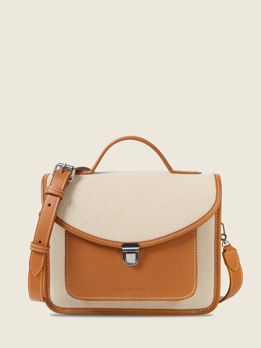 Biege canvas handbag Mademoiselle George Escapade -  Beige Canvas front view
