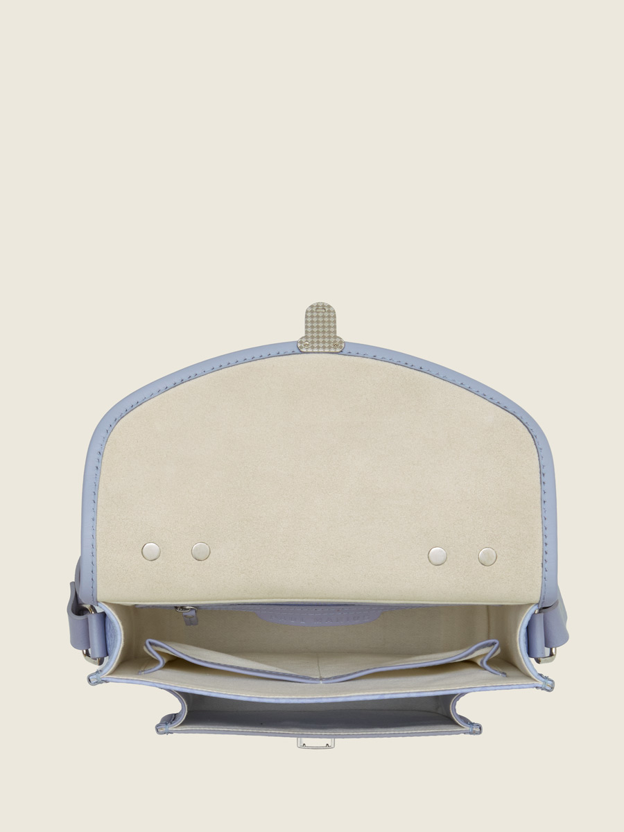 Purple leather handbag Mademoiselle George - Lavender focus material photo